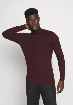 Pier One Muscle Fit Turtle - Jumper - Mottled Bordeaux