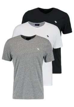 Abercrombie & Fitch Vneck 3 Pack - Basic T-Shirt - White/Black/Grey -Best Clothing Store 0dd2c0a289994725b7b259b08ee54e15