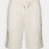 Pier One Linen Blend Drawcord Shorts- Shorts - Off-White