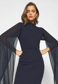 Wal G Cape Sleeve Dress - Cocktail Dress / Party Dress - Navy Blue -Best Clothing Store 3ba8b4a4fda64aa3a135a24decdb55c0