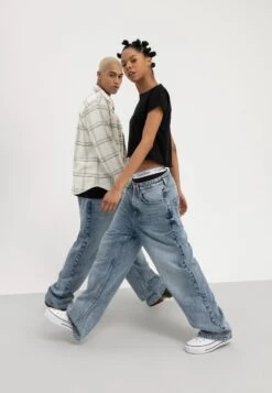 YOURTURN Baggy Jeans Unisex - Relaxed Fit Jeans - Dark Blue Denim -Best Clothing Store 47039cf62e0e4223bb19b517ea683054