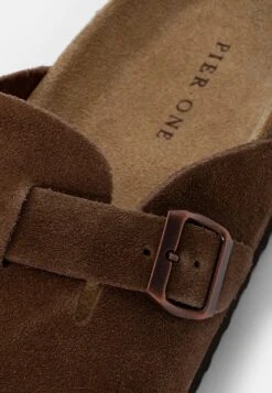 Pier One Leather Unisex - Slippers - Brown -Best Clothing Store 47364cdc1dcd4794860a5f6810594e6c