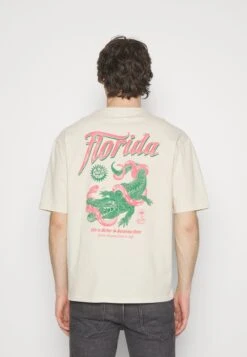 YOURTURN Crocodile Florida Graphic Tee Unisex- Print T-Shirt - Beige
