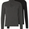 Pier One 2 Pack - Basic Turtleneck - Jumper - Black/Mottled Dark Grey