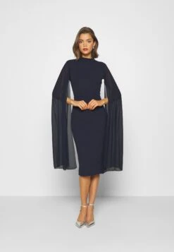 Wal G Cape Sleeve Dress - Cocktail Dress / Party Dress - Navy Blue