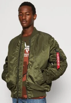 Alpha Industries Ma-1 Puckered - Bomber Jacket - Dark Olive -Best Clothing Store a8c9be0be8f64487a7067955305c39a2