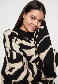 Monki Jumper - Black Dark/Beige -Best Clothing Store aa7d8e225ab64ceba0003b5ea5448a1d