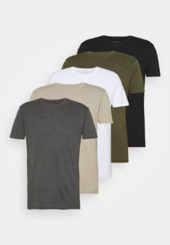 Pier One 5 Pack - Basic T-Shirt - White/Dark Grey/Black -Best Clothing Store c8b9f5cce9884e23aebd3711252e2349