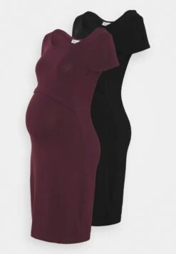 2Er Pack Nursing Function Dress - Shift Dress - Black/Bordeaux -Best Clothing Store d2587d5bbf414ed687a71c7bfef589b6