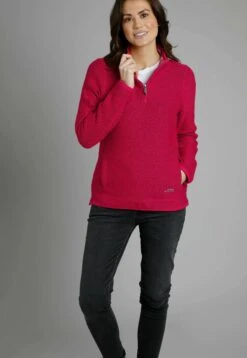 Aria 1/4 Zip Eco Macaroni - Jumper - Berry -Best Clothing Store de550fd00432453688f4b61be21c62b2