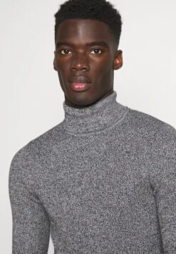 Pier One Muscle Fit Turtle - Jumper - Mottled Grey -Best Clothing Store e3c882d2274c45af8a9f7df902604a5f